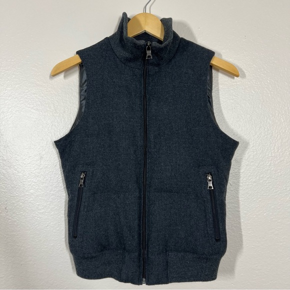 Banana Republic Charcoal Grey Wool Flannel Puffer Vest - Picture 2 of 13